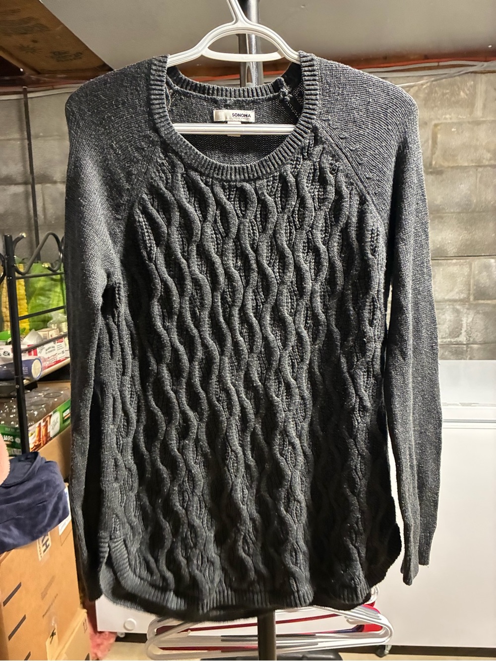 Sonoma Charcoal Cable Crewneck Sweater